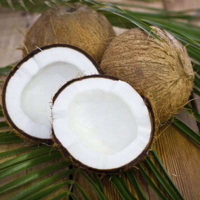 Fresh coconuts on the table