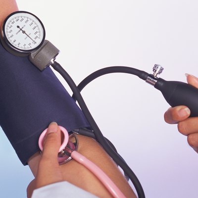 Close-up of blood pressure cuff on arm