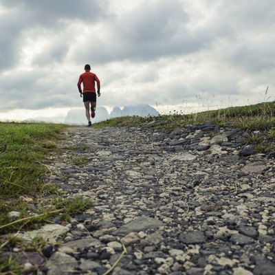 Trail running on the mountains