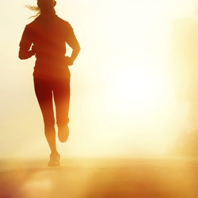 Athlete running road silhouette