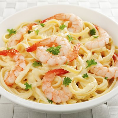 Pasta Fettucine Alfredo with Shrimp or Prawns