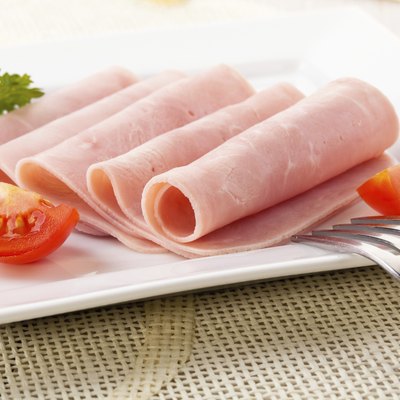 Cooked ham served on a plate
