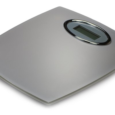 Digital Bathroom Scales, Grey Silver Matt Glass, Isolated Macro Closeup