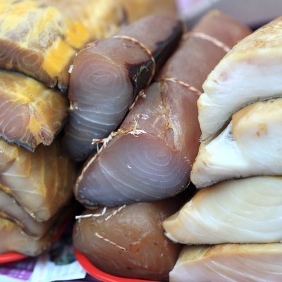Pieces of sturgeon marlin and butterfish