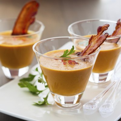 pumpkin soup in glasses