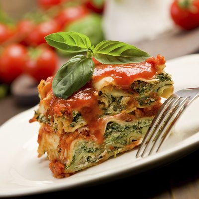 Homemade Lasegne with Ricotta Cheese and Spinach