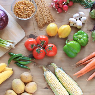 Vegetables on a table top view