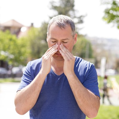 Man with sinus pain