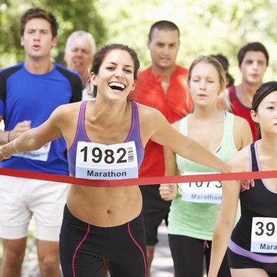 Female Athlete Winning Marathon Race