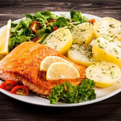 Roasted salmon and vegetables