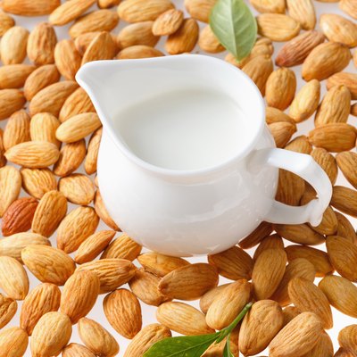 Cup of milk and almonds