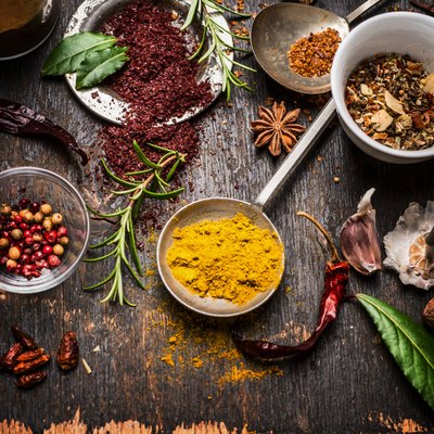 Herbs and spices selection with curry