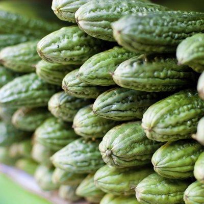 Bitter Melon (Momordica charantia) fruit at asian market