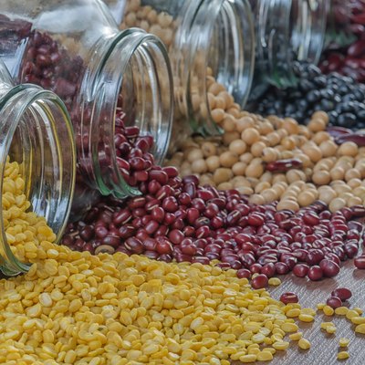 Close-up prepared soybean in a glass jar