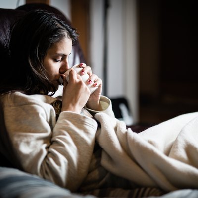 Woman Caught Cold.Virus. Dysentery.Diarrhea.Woman looking sick and tired