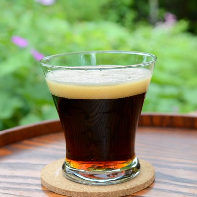 black beer in the garden