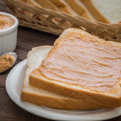 Peanut butter sandwich on plate
