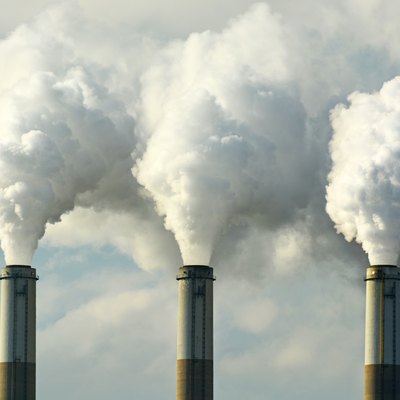 Coal Fossil Fuel Power Plant Smokestacks Emit Carbon Dioxide Pollution