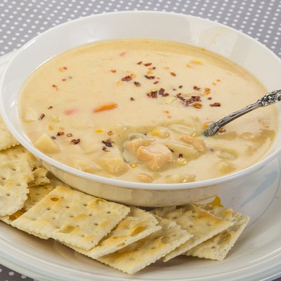Eating Chicken and Dumpling Soup