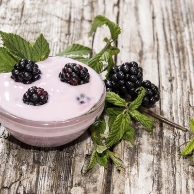 Blackberry Yogurt in a small bowl