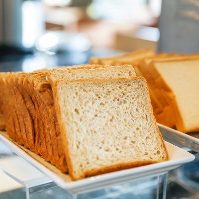 Bread at breakfast buffet display