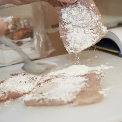 dredging meat in flour