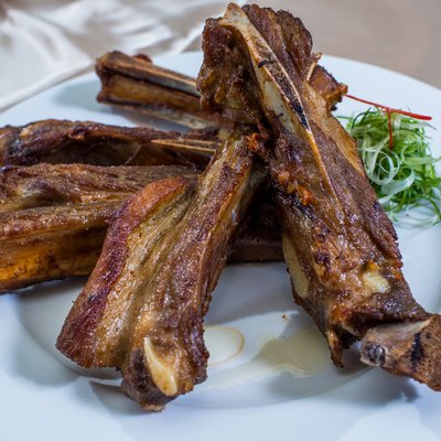 Braised lamb shank in restaurant