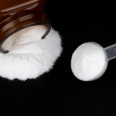 Creatine monohydrate on black background