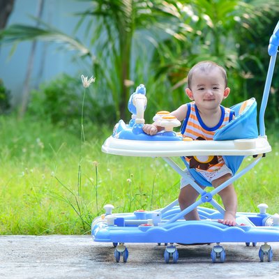 Asian baby in the baby walker