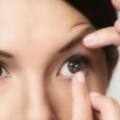 Woman about to place a contact lens in her eye