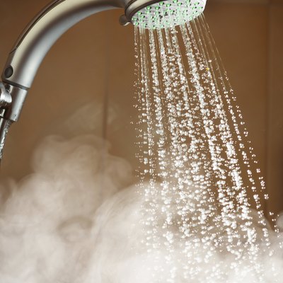 hot shower with water and steam