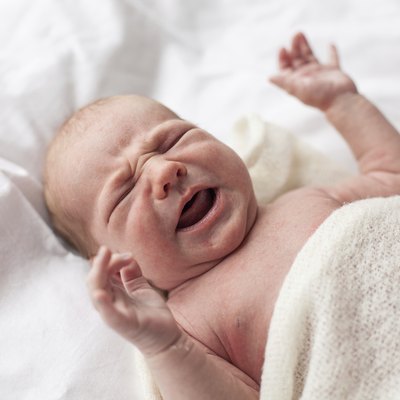 Closeup of newborn baby crying