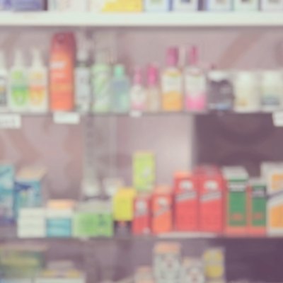 Blurred medicine on shelves.Drugstore background.