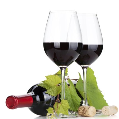 Red wine bottle and glasses