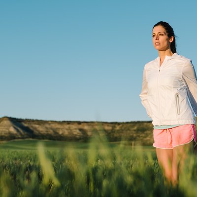 Woman stretching for running outdoor