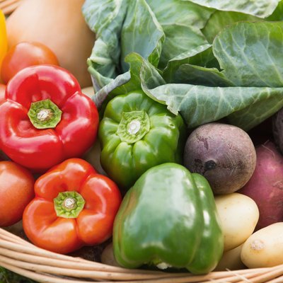 Basket of fresh organic veg