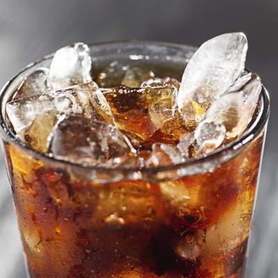 glass of cola with ice.