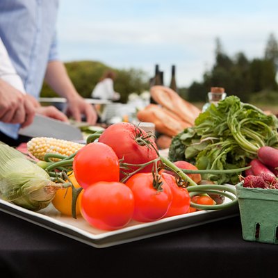 Fresh food being prepared outdoors