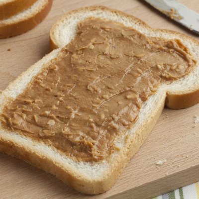 Slice of bread with peanut butter
