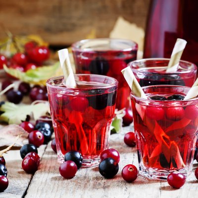 Autumn drink with cranberry and aronia