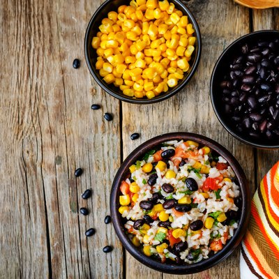 Lime black beans corn rice