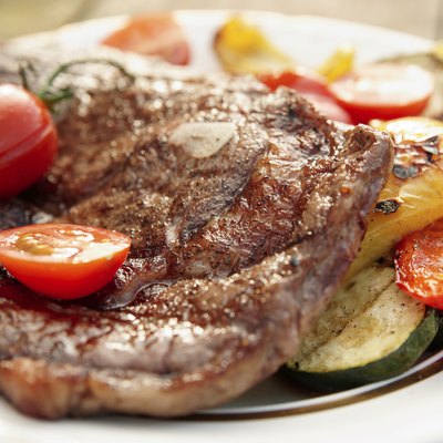Kobe beef ribeye steak with grilled vegetables
