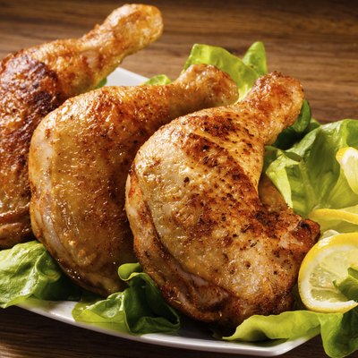 Roasted chicken leg and vegetables