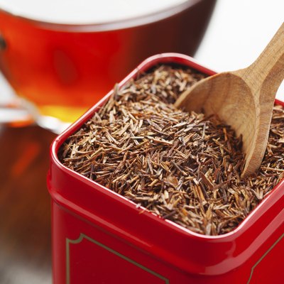rooibos in tea tin box closeup