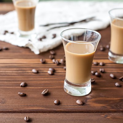 Coffee liqueur with coffee beans