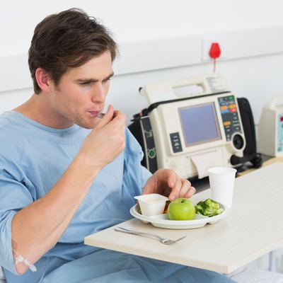 Man having healthy food in hospital