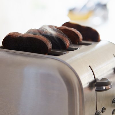 Close Up Of Burnt Toast In Toaster