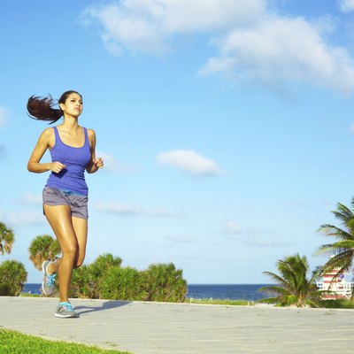 Pretty Mixed Race Woman Jogging