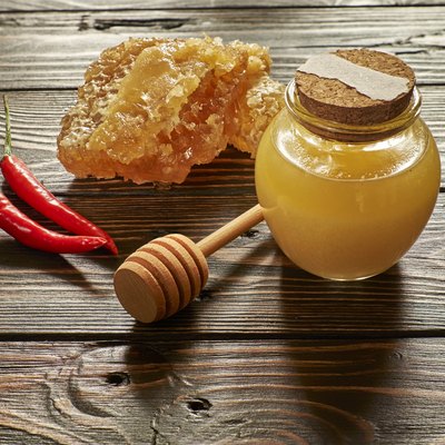Honey and honeycomb with chili pepper