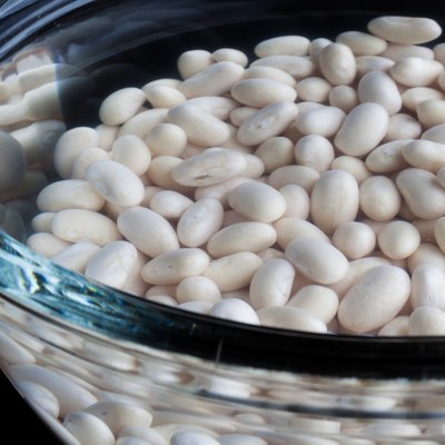 Soaked beans in a bowl closeup